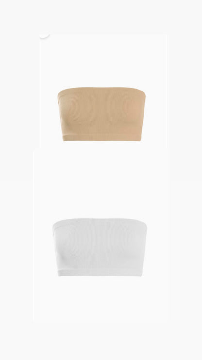 Ribbed Tube Basic (White & Nude)