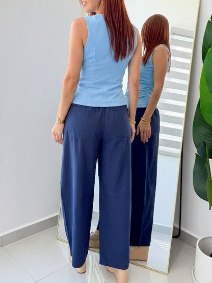 “Jessica” Blue Vest Top