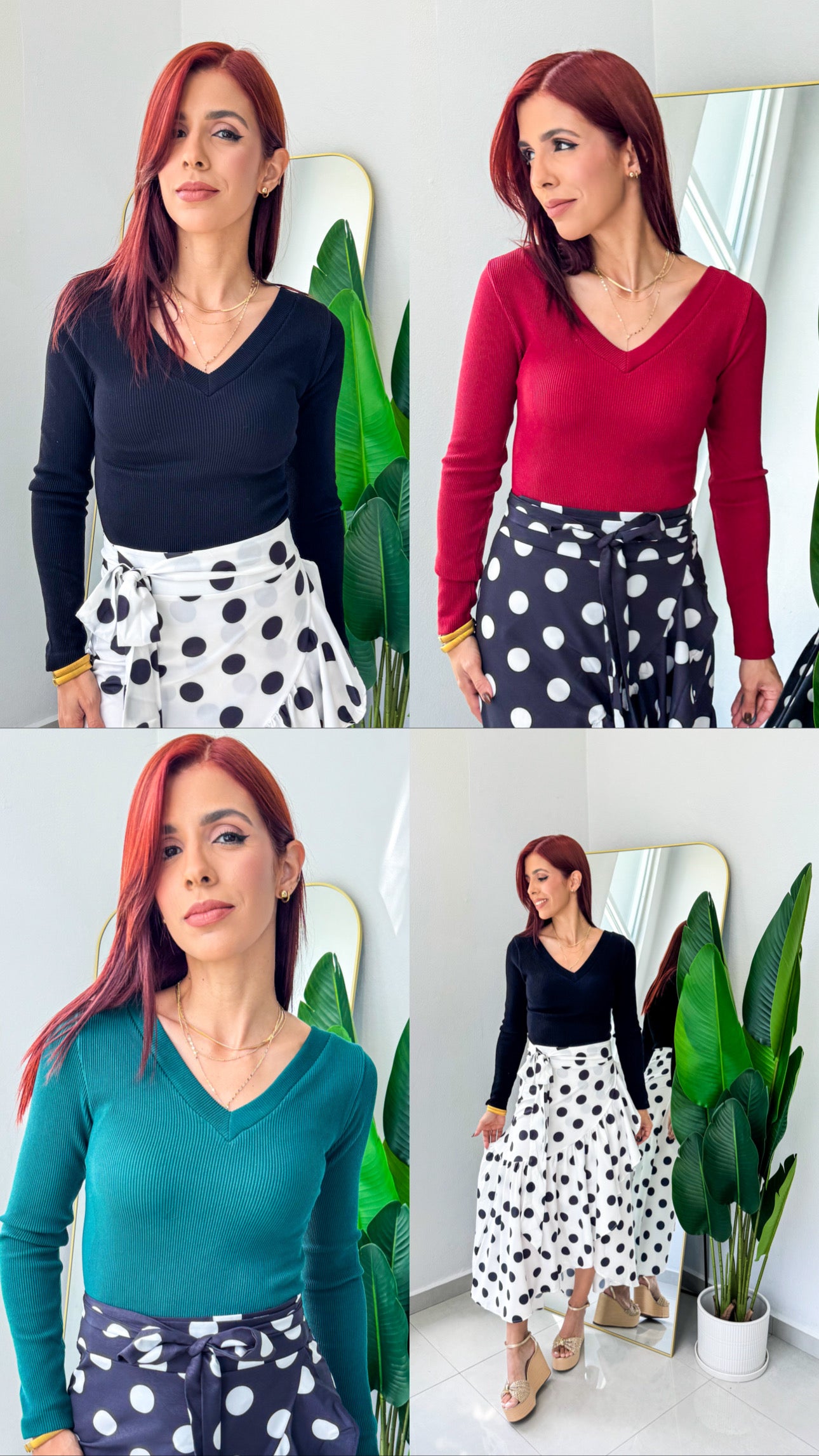 Long Sleeve Basics Bodysuits (Red, Emerald & Black)