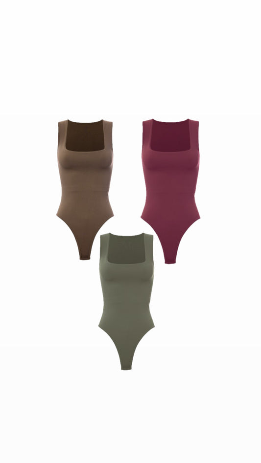 Basics Bodysuit (Burgundy, Olive & Brown)