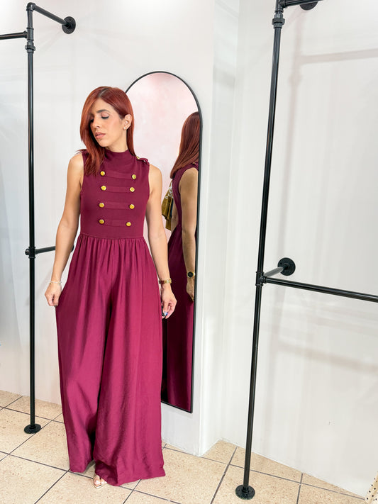 “Grace” Wine Napoleon Jumpsuit