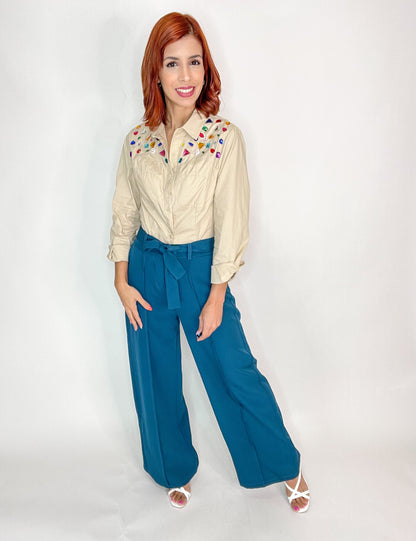 "Paula" Teal Palazzo Pant