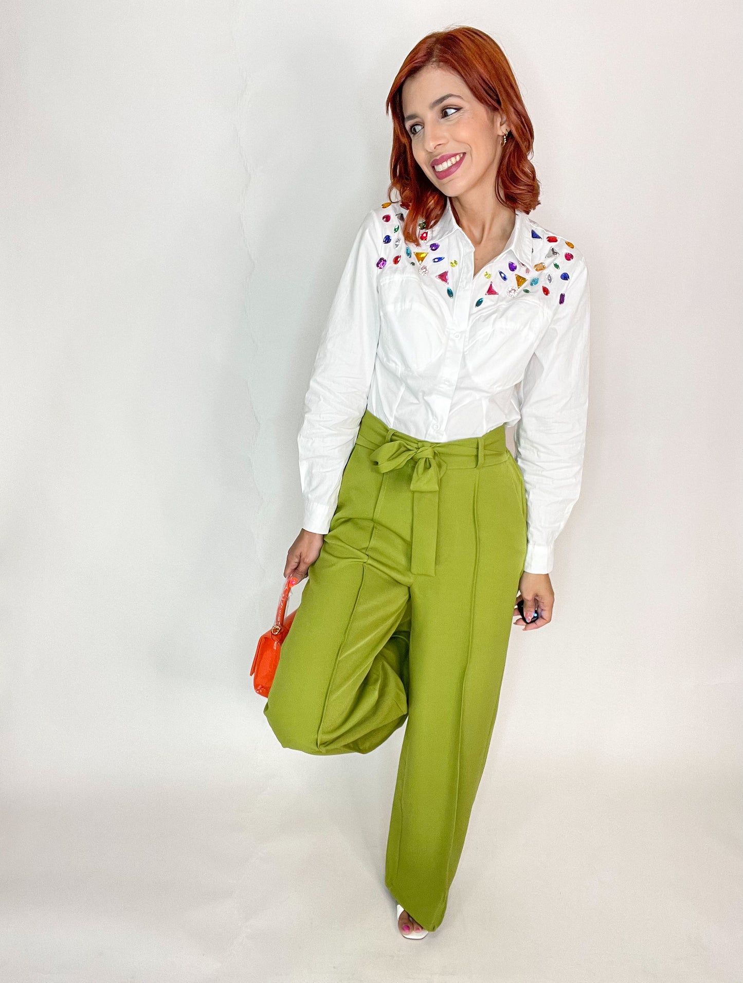 "Paula" Green Palazzo Pant