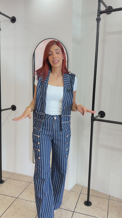 “Cecilia” Stripes Denim Set